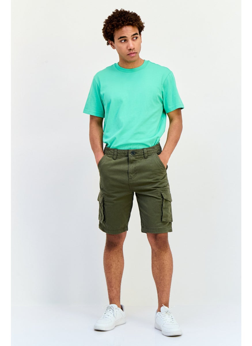 Threadbare Men Solid Cargo Shorts, Dark Olive  - Image 3