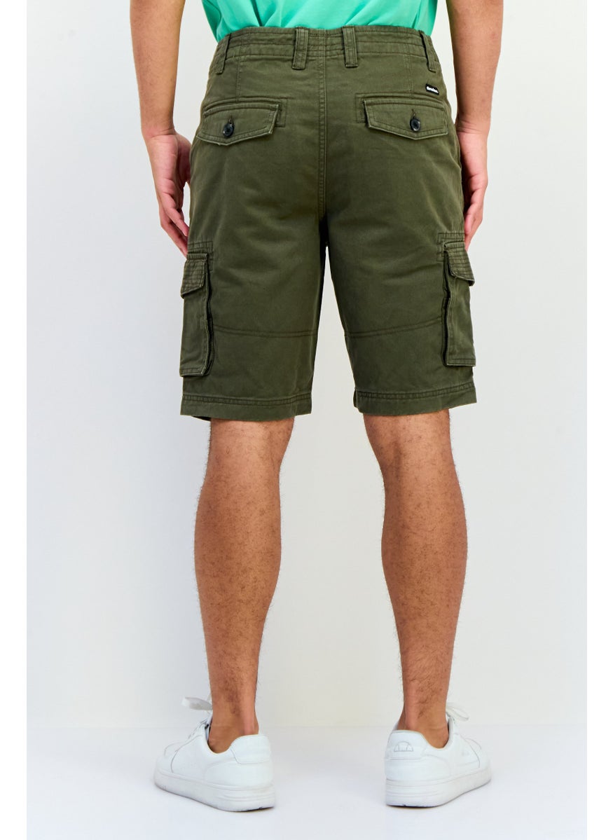 Threadbare Men Solid Cargo Shorts, Dark Olive  - Image 4