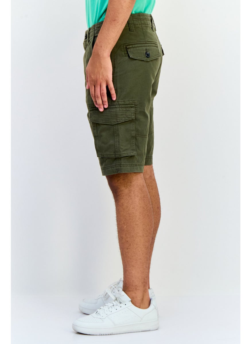 Threadbare Men Solid Cargo Shorts, Dark Olive  - Image 2