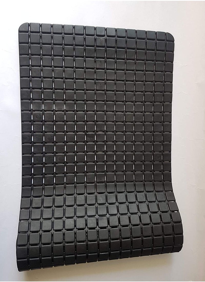 Bathlux - Bathtub Mat Non Slip Shower Mat - 31.5 x 14 Inch/ 78 x 35 cm Long Rubber Shower Tub Mat, Safety Bathtub Mats with Suction Cups and Drain Holes, Machine Washable, Black - Image 1