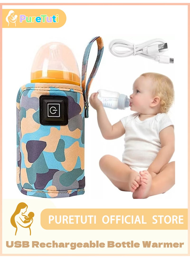 PureTuti USB Portable Milk Warmer Bag Blue Fast Bottle Heater with USB Cable for Travel Car Use Gentle Warmth Temperature Maintenance Everyday Use - Image 1