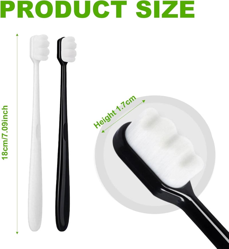 BFQZ 4Pcs Soft Bristle Toothbrush, Soft Micro Nano Manual Toothbrushs, Soft Bristled Adult Toothbrush Micro-Nano Manual Toothbrushs for Fragile Gums Adult and Children for Sensitive Teeth(Black+White) - Image 2