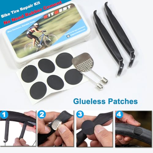 Kitbest Bike Repair Tool, Portable Bicycle Repair Bag with Tire Pump, Bike Tool Kit for Camping Travel, 16-in-1 Bike Multitool, Patches, Inflator, Maintenance Essentials All in One Safety Kit - Image 4
