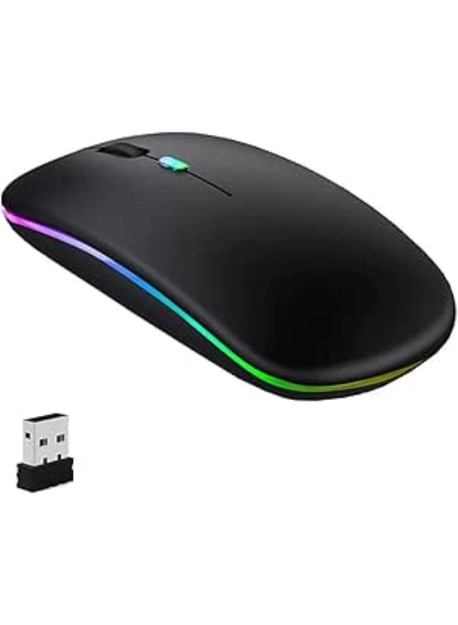 Wireless Mouse - Stylish & Silent RGB Mouse with USB Connection - Rechargeable & Comfortable for Daily Use