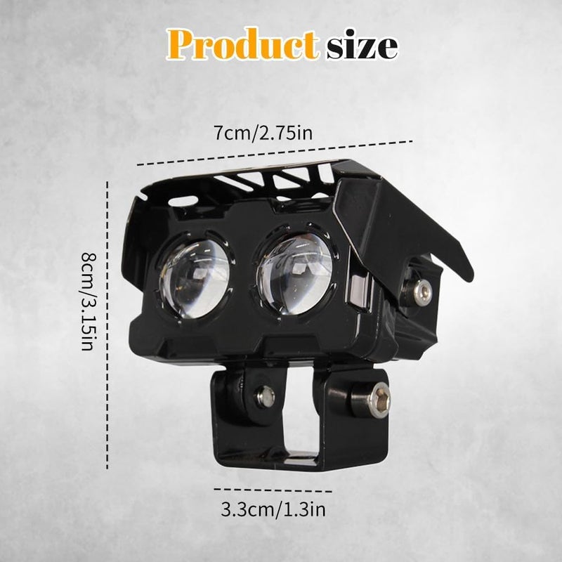 إكسفور مصباح LED مساعد للقيادة للدراجات النارية، سلسلة 3D الجديدة لعام 2024، مصابيح ضباب مقاومة للماء IP68، مصابيح سبوت للطرق الوعرة للدراجات النارية، لون كهرماني أبيض (بدون وميض)، قطعتان - Image 5