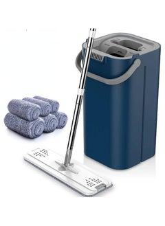 XICEN Mop and Buckets Sets,lat Floor Mop and Bucket with 6pc Reusable Microfiber Mop Pads, Cleaning Laminate Tile Hardwood Floors Home Kitchen Office Cleaning,Wet and Dry Use  - Image 1