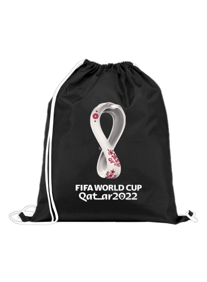 FIFA World Cup Qatar 2022 Drawstring Sports Gym Bag 37x47cm- Black - Image 1