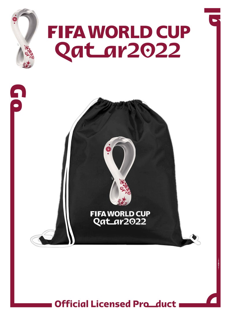 FIFA World Cup Qatar 2022 Drawstring Sports Gym Bag 37x47cm- Black - Image 2