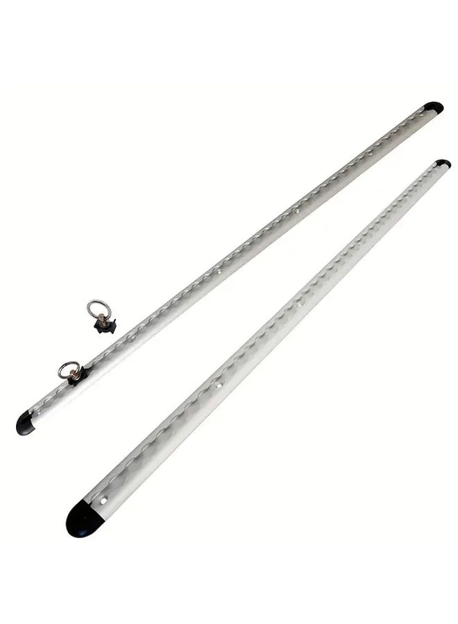 2 Silvery One Meter Aluminum L Track Set With 4 Gray End Caps And 2 Black Rings For Cargo Tie Down And Securing On Truck RV ORV Trailer And Van - Image 1