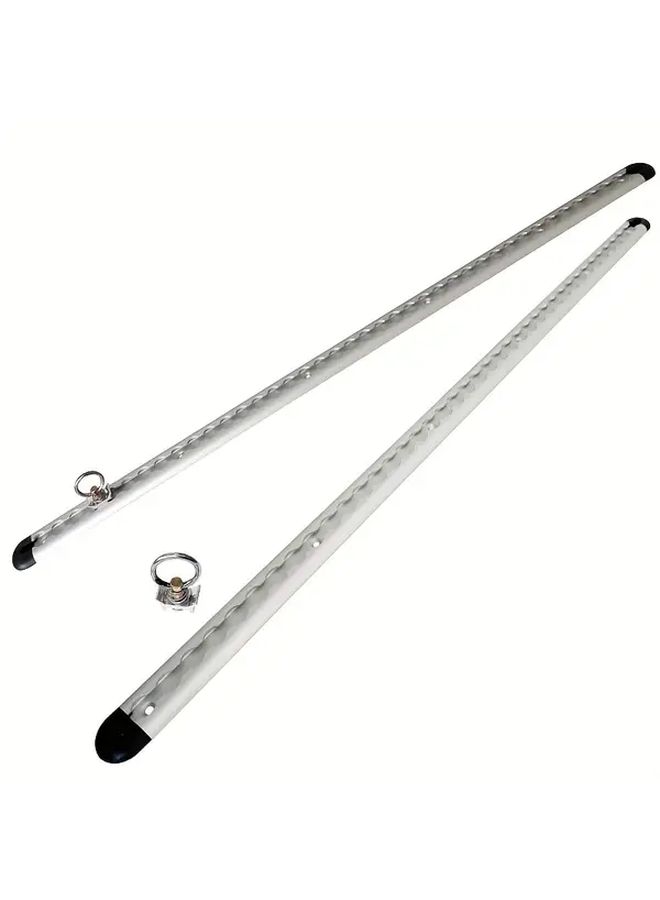2 Silvery One Meter Aluminum L Track Set With 4 Gray End Caps And 2 Black Rings For Cargo Tie Down And Securing On Truck RV ORV Trailer And Van - Image 3