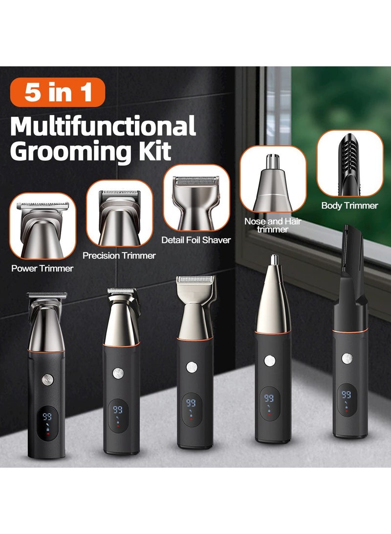 Joyelink 5 in 1 Men Multifunctional Hair Trimmer Mens Electric Clipper Suitable for Mustache Body Nose Ear Facial Trimmers Rechargeable Hair Clippers Waterproof Precision Trimmer,Beard Trimmer - Image 2