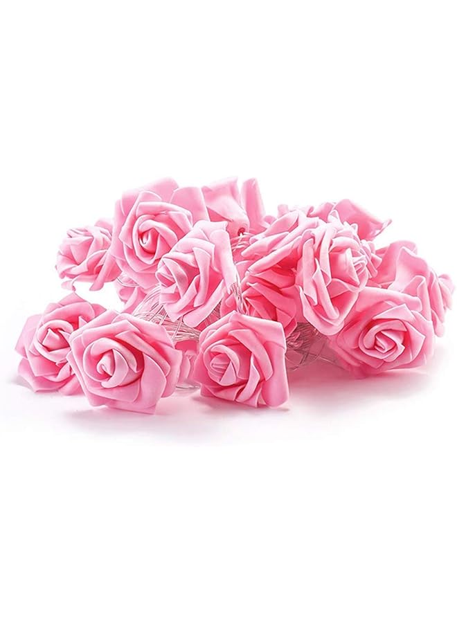 إيروريكس سلسلة أضواء زهور الورد الوردية LED تعمل بالبطارية لحفلات الزفاف والمنزل وأعياد الميلاد والمهرجانات والديكورات الداخلية والخارجية زهرة ورد كبيرة قطرها 6 سم 6.6 قدم 20 مصباح ليد وردي دافئ - Image 2