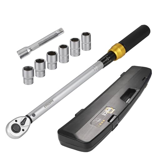 UYECOVE 1/2-Inch Drive Click Torque Wrench Set, 10-160 FT-LB/13.6-217Nm Torque Wrench 1/2 Drive, 1/2 Torque Wrench Kit with Extension Bar & Socket Set- 8 PCS - Image 1
