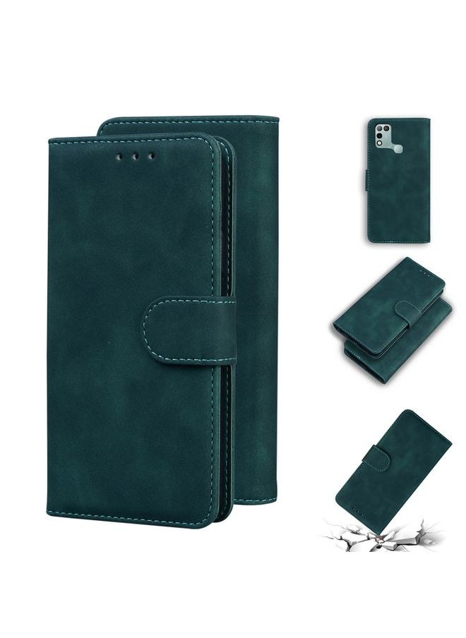 HuHa - Case Cover For For Infinix Hot 10 Play / Smart 5 (India) Skin Feel Pure Color Flip Leather Phone Case(Green) - Image 1