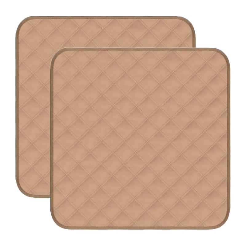 GRUENERDE GRUENERDE Waterproof Washable Seat Protector Pads Reusable Incontinence Chair Pads Resuable Pee Pads for Senior Adults Kids Stay Well in Place 22X21 Beige 2Pcs 