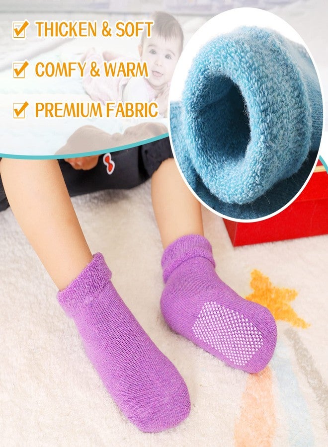 Eyean Baby Wool Grip Sock Soft Winter Warm Thick Non Slip Toddler Boy Girls Crew Socks For Children 6 Pairs (Solid Color-C, 1-3 Years) - Image 3