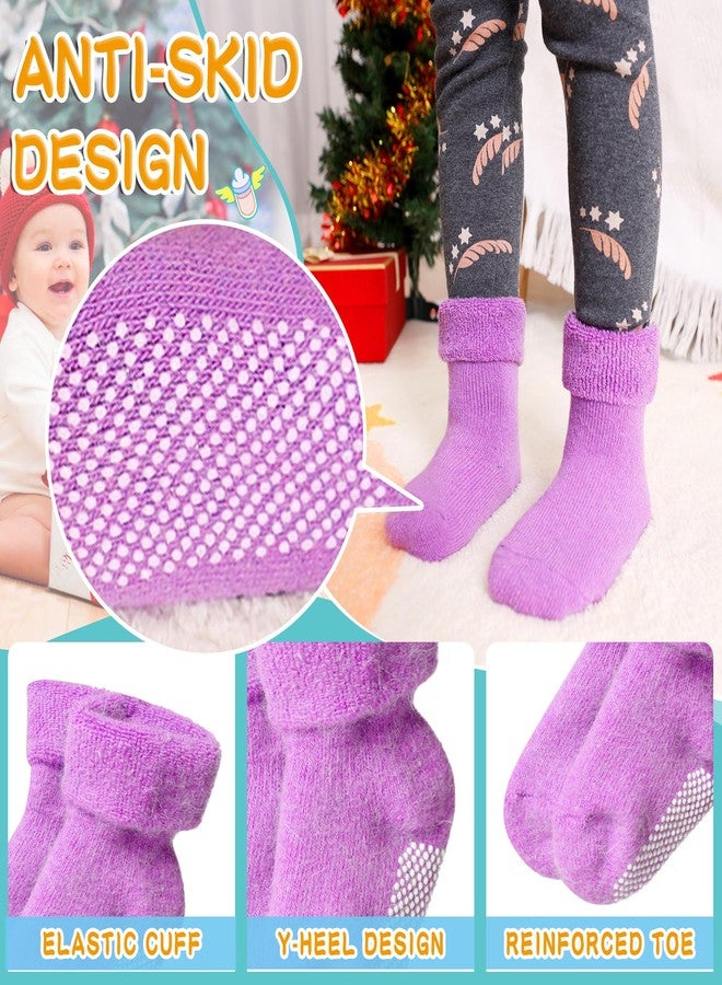 Eyean Baby Wool Grip Sock Soft Winter Warm Thick Non Slip Toddler Boy Girls Crew Socks For Children 6 Pairs (Solid Color-C, 1-3 Years) - Image 4