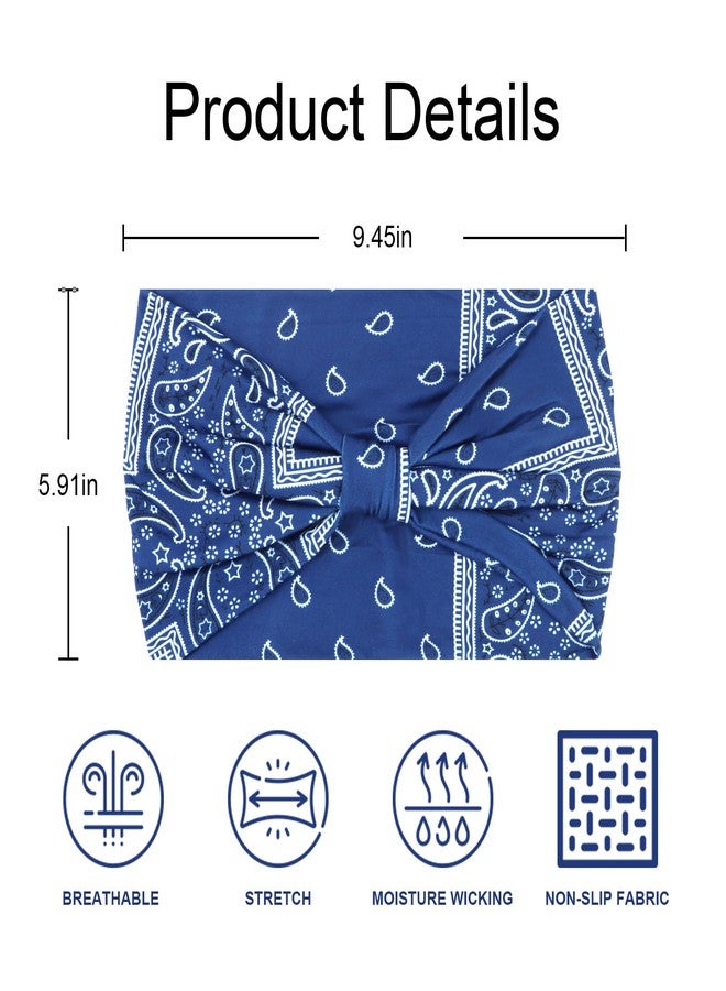 YARIEW Boho Wide Bandana Headbands - Stretch Knotted Elastic Head Wraps for Women, Yoga, Workout, and Hair Accessories (6 Pack) - Image 3