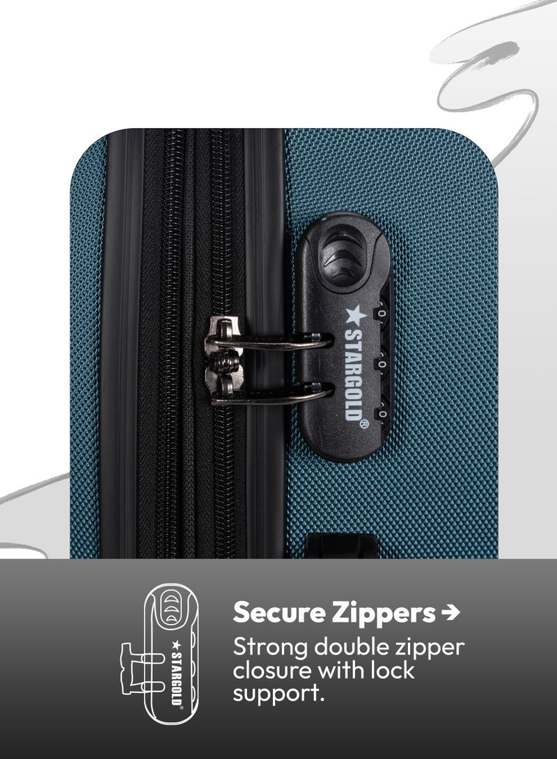 ستارجولد طقم حقائب سفر فاخر 3 قطع – حقيبة سفر صلبة من ABS مقاس 20/24/28 إنش، حقائب بعجلات 4 دوران 360°، حقيبة ترولي خفيفة مقاومة للخدش، طقم حقائب سفر صلبة 3 قطع - Image 4