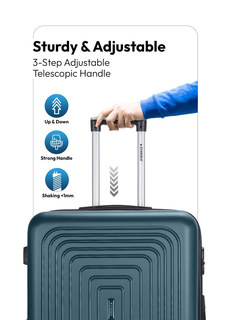 ستارجولد طقم حقائب سفر فاخر 3 قطع – حقيبة سفر صلبة من ABS مقاس 20/24/28 إنش، حقائب بعجلات 4 دوران 360°، حقيبة ترولي خفيفة مقاومة للخدش، طقم حقائب سفر صلبة 3 قطع - Image 5