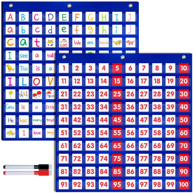 SpriteGru Hundred Pocket Charts with 200 Flash CardsSuitable for Classroom CountingOrganization Learning - Image 2