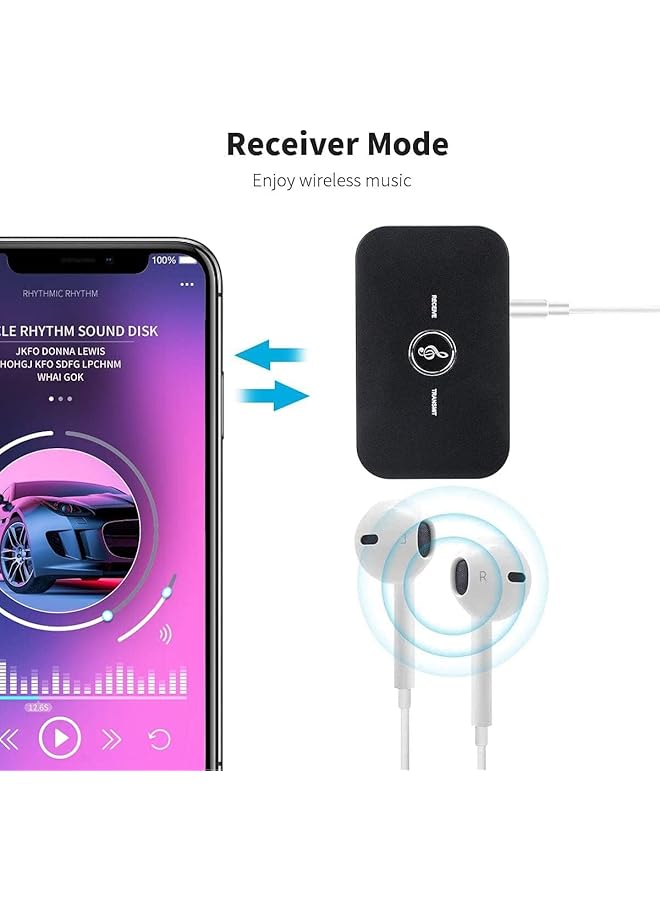 Excefore Bluetooth 5.0 Transmitter Receiver, 2-In-1 Wireless Portable Stereo Audio Adapter With Noise Reduction, 3.5Mm Aux Rca Adapter For Tv, Pc, Headphones, Car, Home Stereo System - Image 5