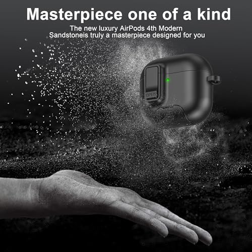 MHYALUDO AirPods 4 Case with Free Cleaning Kit Shockproof Cover, Anti-Slip Adjustable Kickstand, Anti-Fingerprint Coating & Precision, Full Drop Protection Cover with Lanyard, Black - Image 5