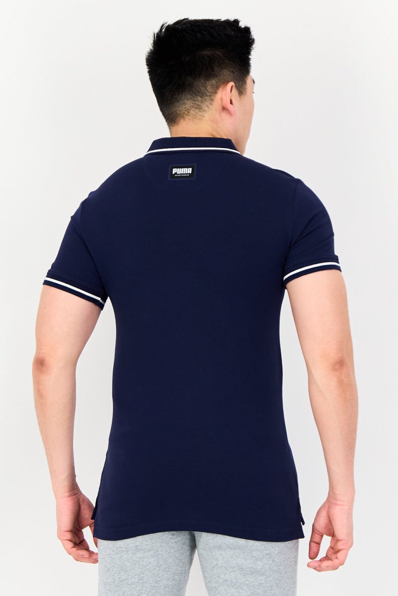 PUMA Men Sportswear Fit Short Sleeve Outdoor Polo Shirt, Navy Blue - Image 2