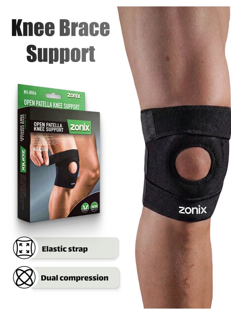 ZONIX Knee Brace Support, with Dual Adjustable Compression Straps, for Patella Support, Meniscus and Ligament Protection, Made of Breathable Neoprene for Running, Basketball, and Cycling (for Men & Women) - Image 1