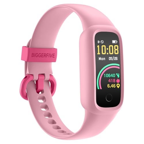 BIGGERFIVE Vigor 2 L Kids Fitness Tracker Watch for Boys Girls Ages 5-15, Activity Tracker, Heart Rate Sleep Monitor, IP68 Waterproof, Pedometer, Calorie Step Counter Watch, Pink - Image 1
