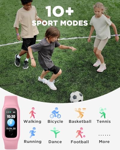 BIGGERFIVE Vigor 2 L Kids Fitness Tracker Watch for Boys Girls Ages 5-15, Activity Tracker, Heart Rate Sleep Monitor, IP68 Waterproof, Pedometer, Calorie Step Counter Watch, Pink - Image 3