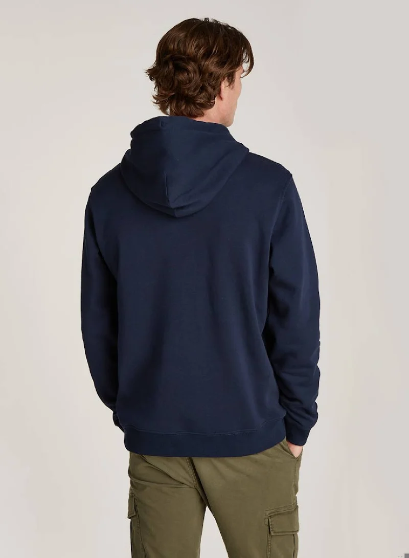 TOMMY JEANS Men's Gold Signature Logo Hoody, Blue - Cotton