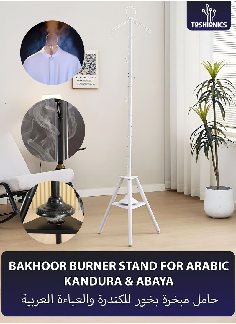 Toshionics Vertical Bakhoor Incense Clothing Steamer Burner Stand for Arabic Abaya and Kandura 183cm Steaming Rack for Clothes Tall Bakhoor Burner for Wardrobe Freshening Traditional Oud Burner for Garments Clothes Perfume Stand with Hooks Incense Steaming Rack for Thobe and Abaya  - Image 1