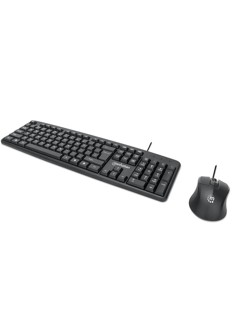 Manhattan 178464 Wired Keyboard and Optical Mouse Set - Black - Image 1