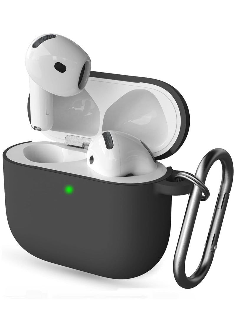 MIGOFAST AirPods 4th Generation Case Silicone  Cover 2024  Soft Silicone Shock-Absorbing for AirPods 4 Case with Keychain Black - Image 1