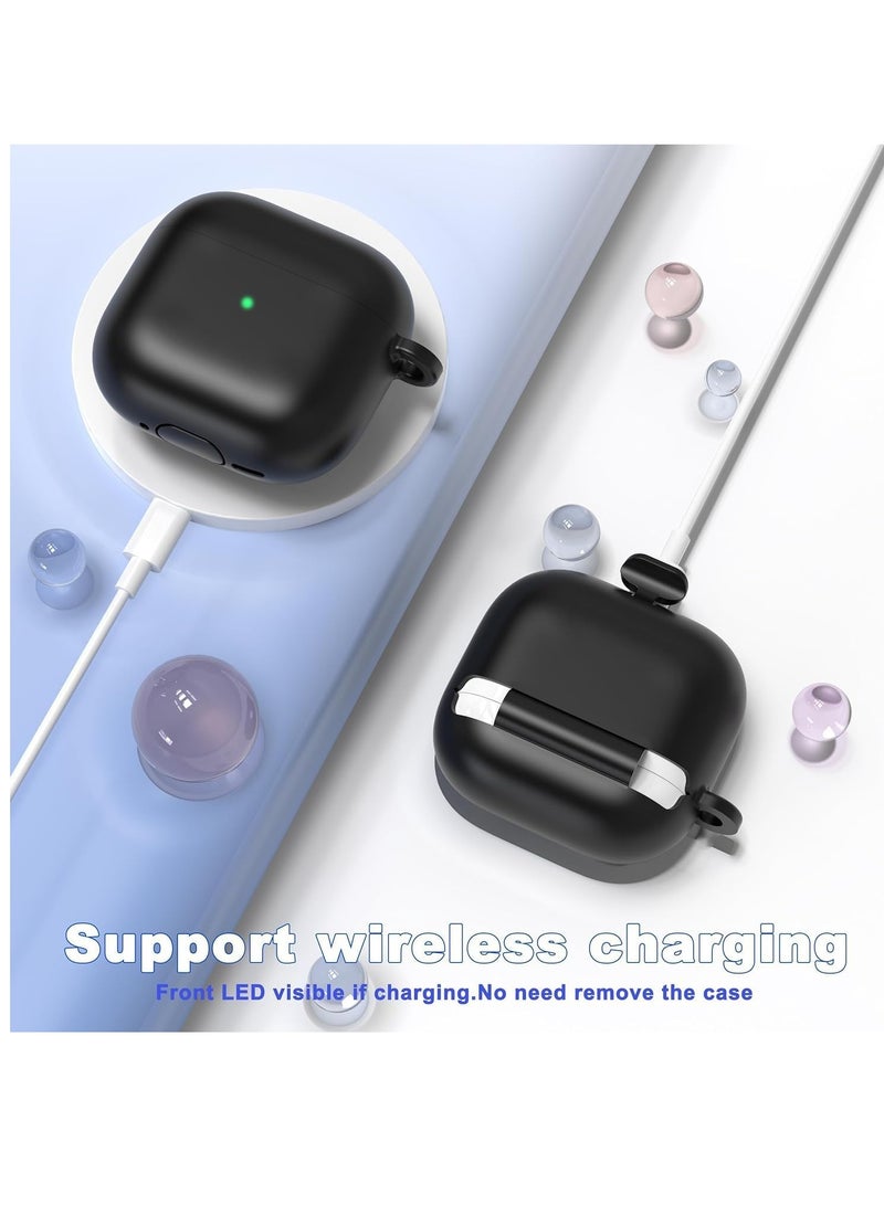 MIGOFAST AirPods 4th Generation Case Silicone  Cover 2024  Soft Silicone Shock-Absorbing for AirPods 4 Case with Keychain Black - Image 4