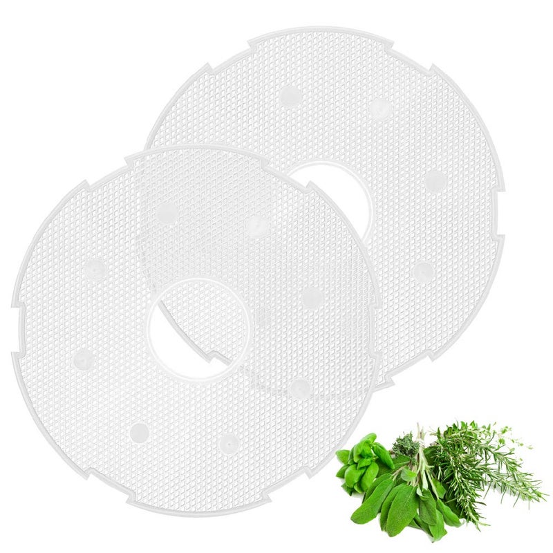 Flexzion Dehydrator Tray Liners  12 Inch Reusable NonStick Plastic Mesh Screen Dryer Sheets for Round Food Dehydrator Accessories for Fruit Vegetables Herbs Meat Fish Beef Jerky 2 Pack