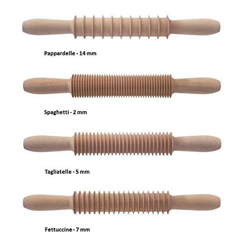 Tredoni Pasta Cutter Wooden Rolling Pin - Fettuccine Pasta Maker (Fettuccine - 7mm) - Image 2