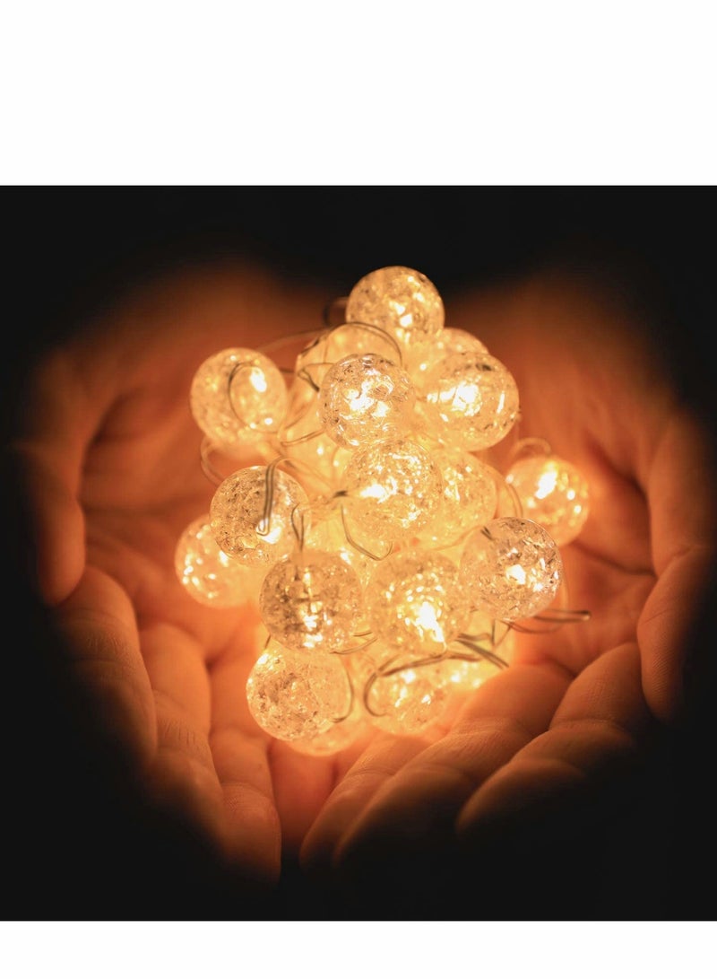أضواء خيطية على شكل كرات تعمل بالبطارية LED 50 ضوء أبيض ناعم بطول 5 متر مناسبة لتزيين غرفة النوم واحتفالات عيد الميلاد وعيد الحب - Image 5