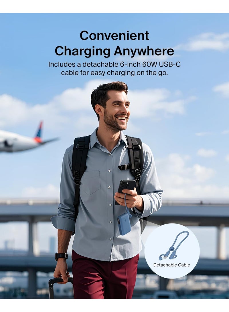 belkin Portable Charger, Slim USB-C Power Bank 10,000mAh with 2 USB-C Ports, Digital Battery Display, 20W Charging for iPhone 16, 15, Plus, Pro, Pro Max, Samsung Galaxy S25, S24, Pixel 9, iPad, & More Blue - Image 5