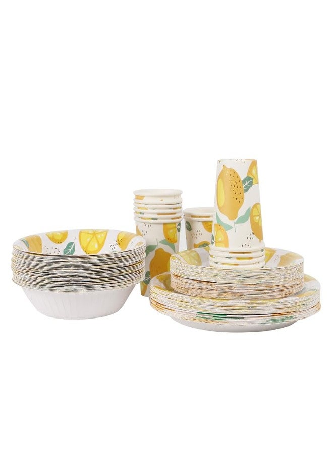 Geeklife 50 pcs Gold Lemon Disposable Paper Bowls,20 oz Large Heavy Duty Party Decorative Serving Bowls for Wedding,Birthday,Baby Shower and Home - Image 3