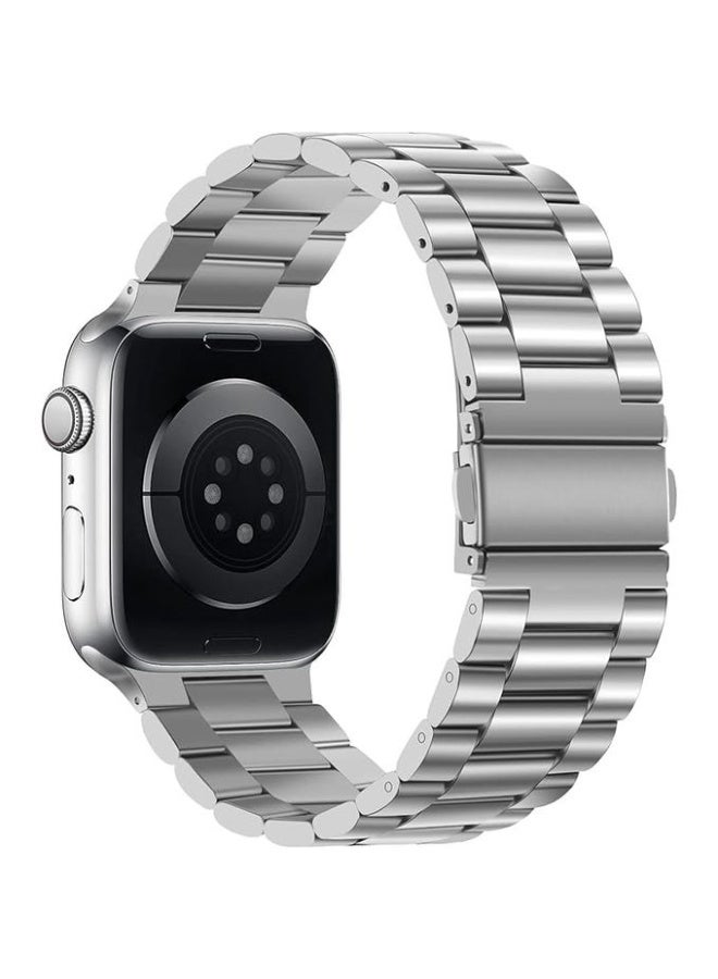 Metal band compatible with Apple Watch 49mm/45mm/44mm/42mm, stainless steel watch strap for iWatch Series 1/2/3/4/5/6/7/8/SE/Ultra/Ultra 2 - silver - Image 1