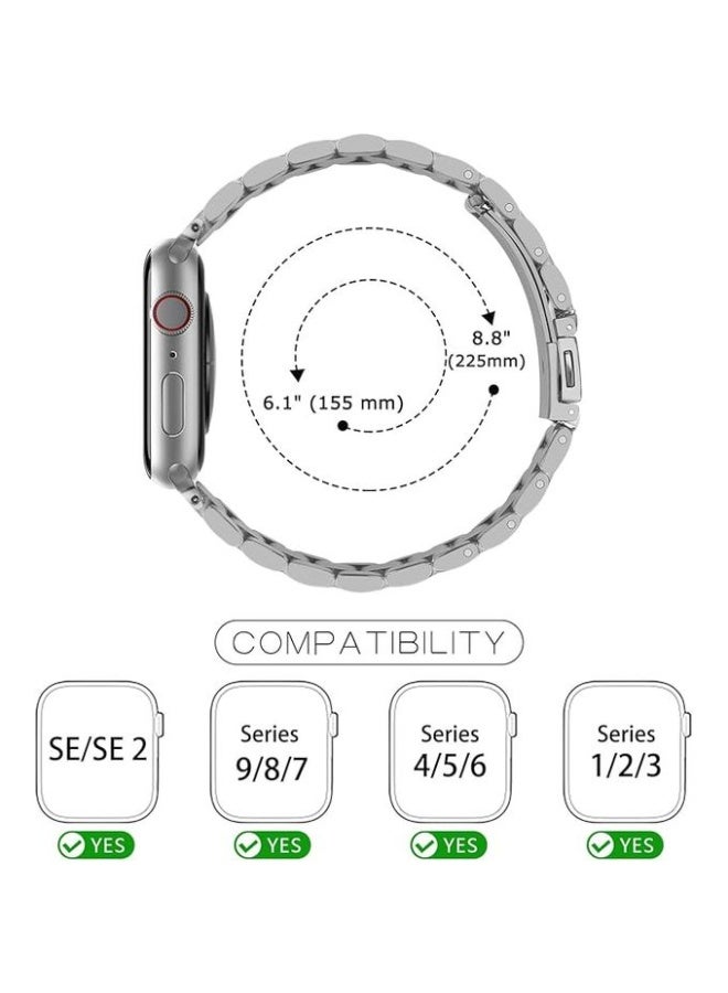 Metal band compatible with Apple Watch 49mm/45mm/44mm/42mm, stainless steel watch strap for iWatch Series 1/2/3/4/5/6/7/8/SE/Ultra/Ultra 2 - silver - Image 5