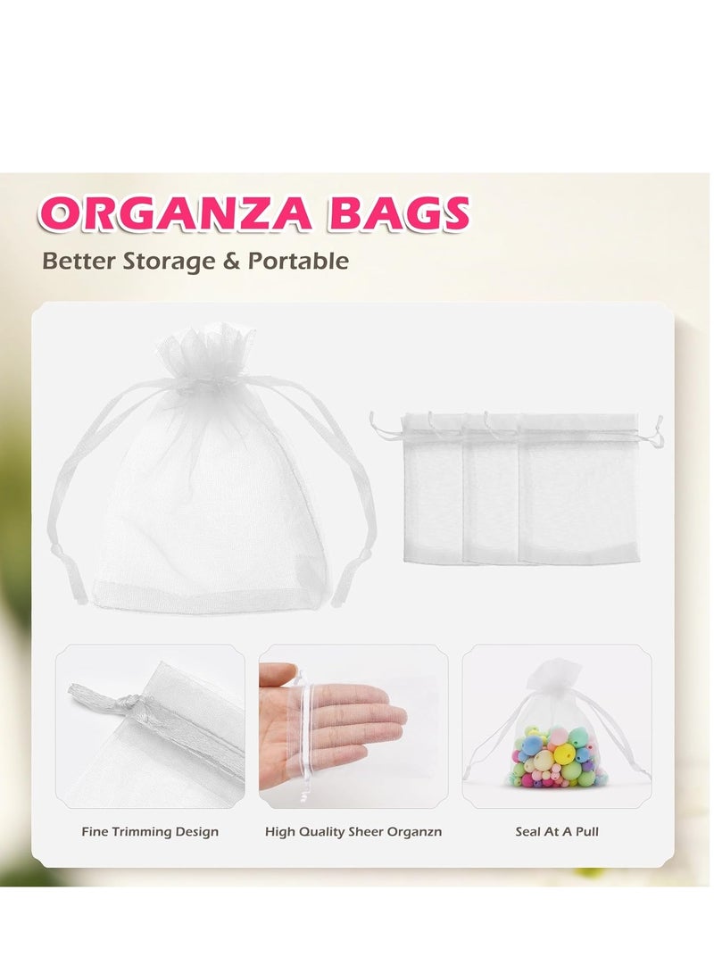50PCS Premium Sheer Organza Bags, White Wedding Favor Bags with Drawstring, 7*9 CM Jewelry Gift Bags for Party, Jewelry, Festival, Makeup Bags, Net Gift bags, Good Bags - Image 3