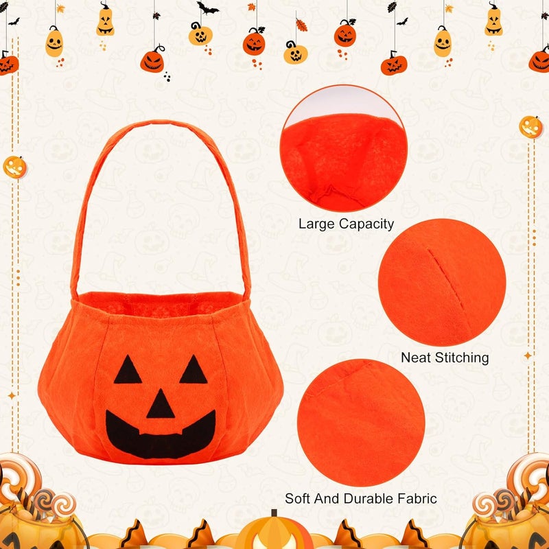 Lancry Economical varied sizing picks 2 PCS Pumpkin Halloween Candy Bags,Halloween Pumpkin Candy Basket Candy Bucket for Trick or Treat,Orange Handbag Tote bag for Halloween Party Favors Climate adapted delivery plan - Image 3