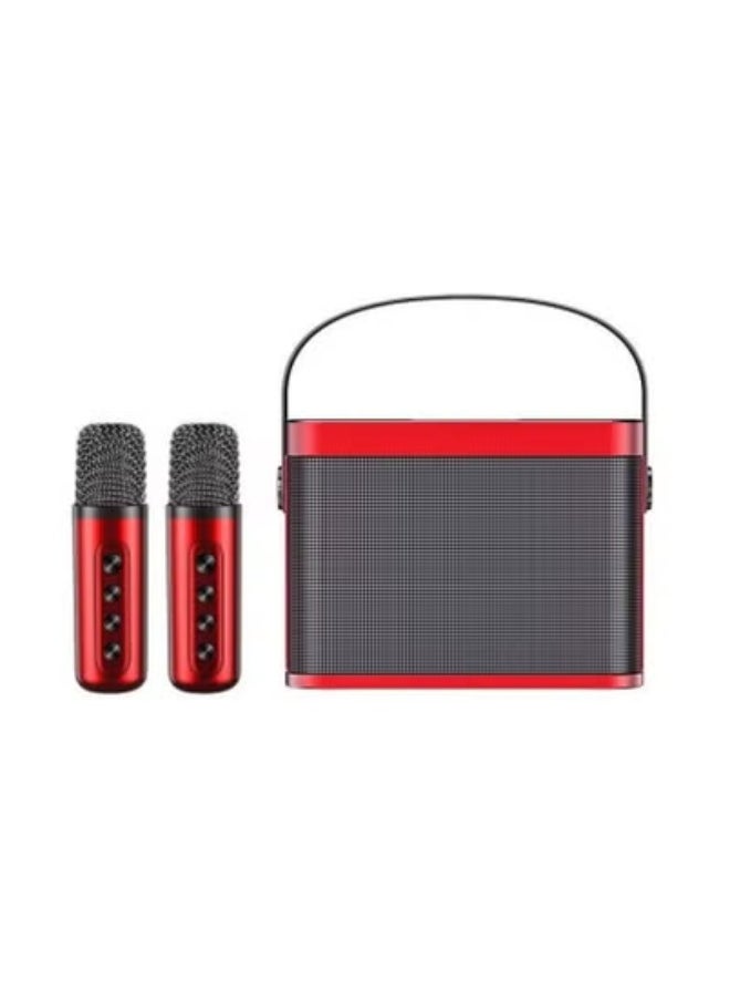 YS YS-219 Bluetooth Karaoke Speaker System with Dual Wireless Microphones – Portable Outdoor Sound System with Powerful Bass, Echo & Vocal Effects, USB & TF Card Playback, AUX Input, and Rechargeable Battery – Ideal for Parties, Events, Picnics & Gatherings – Red  - Image 1