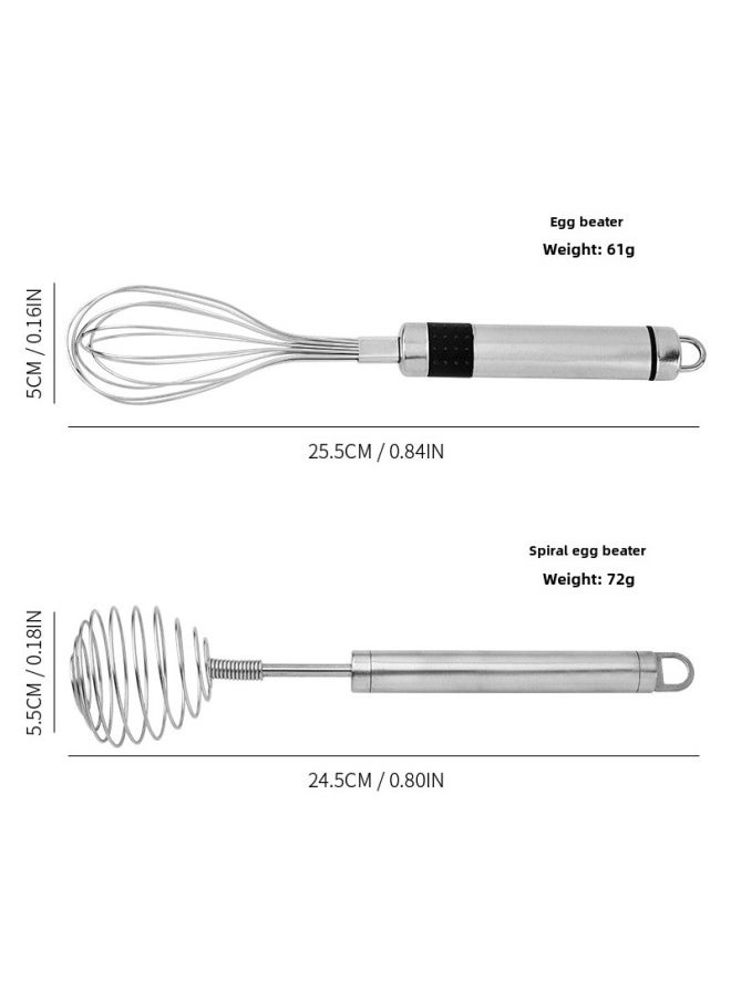 Generic - Spherical Spring Manual Stainless Steel Egg Beater Handheld Multi-use Cream Egg White Beater Hand Mixer Wholesale-Color:Section B - Image 1