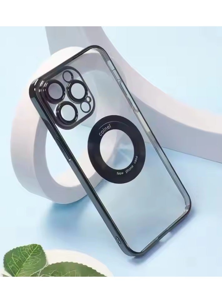 iPhone 16 Pro Case Magnetic Electroplated Transparent with Camera Lens Black Hard PC Material with Lens Film Protection - Image 5