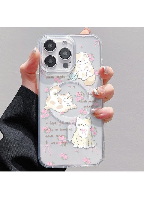 Dog Snowman For Apple IPhone16PROMAX With AI Camera Touch Smart Button Magnetic Suction Phone Case-Color:[camera Button] Magnetic Shell-pink Gray Cat-Applicable Models:Apple 16pro