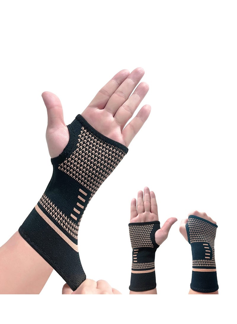 SYOSI Elastic Wrist Support Sleeve, Copper Wrist Compression Brace, Elastic Arm Cast Stockinette for Tendonitis, Arthritis, Sprains Pain Relief, Breathable Carpal Tunnel Hand Brace for Sport, Workout - Image 1